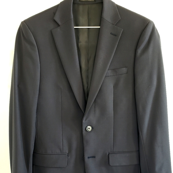 Calvin Klein Navy Blue Wool Slim Fit Two Piece Suit - Picture 2 of 9